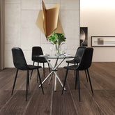 Velets Set of 4 Sera Upholstered Side Chair - Faux Leather - Rustic Black - Black Leg